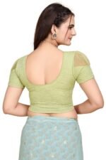 Short Sleeve with Organza Patch Sleeve Readymade Saree Blouse for Women Stylish - Image 2