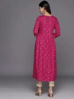 Magenta Printed Rayon A-Line Kurta - Image 2