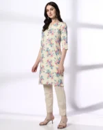 Women Floral Print Cotton Straight Kurta - Image 4